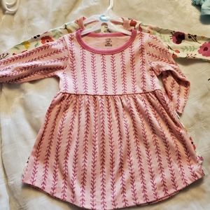 Set unworn NWT cotton long sleeve dresses 6-9 mo